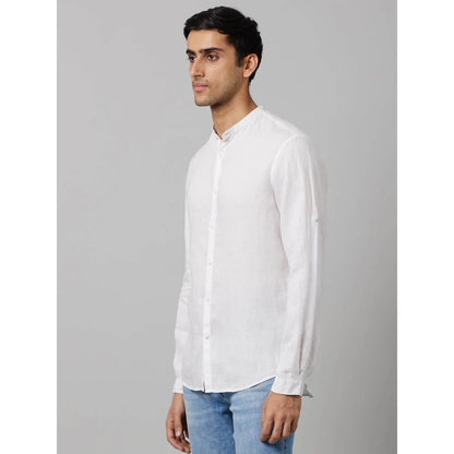 White Solid Linen Shirt