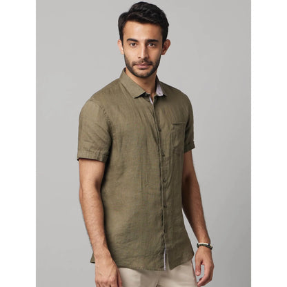 Green Solid Linen Shirt