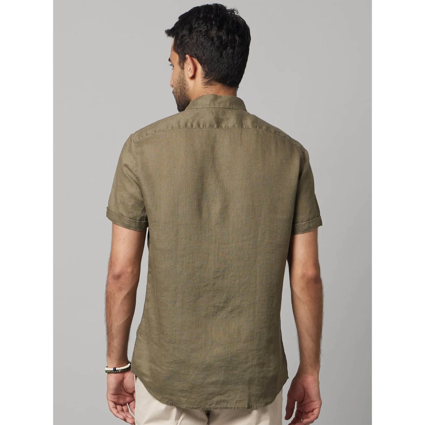 Green Solid Linen Shirt