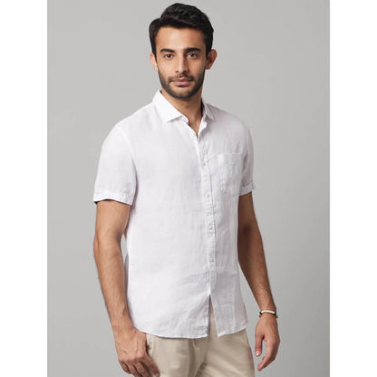 White Solid Linen Shirt