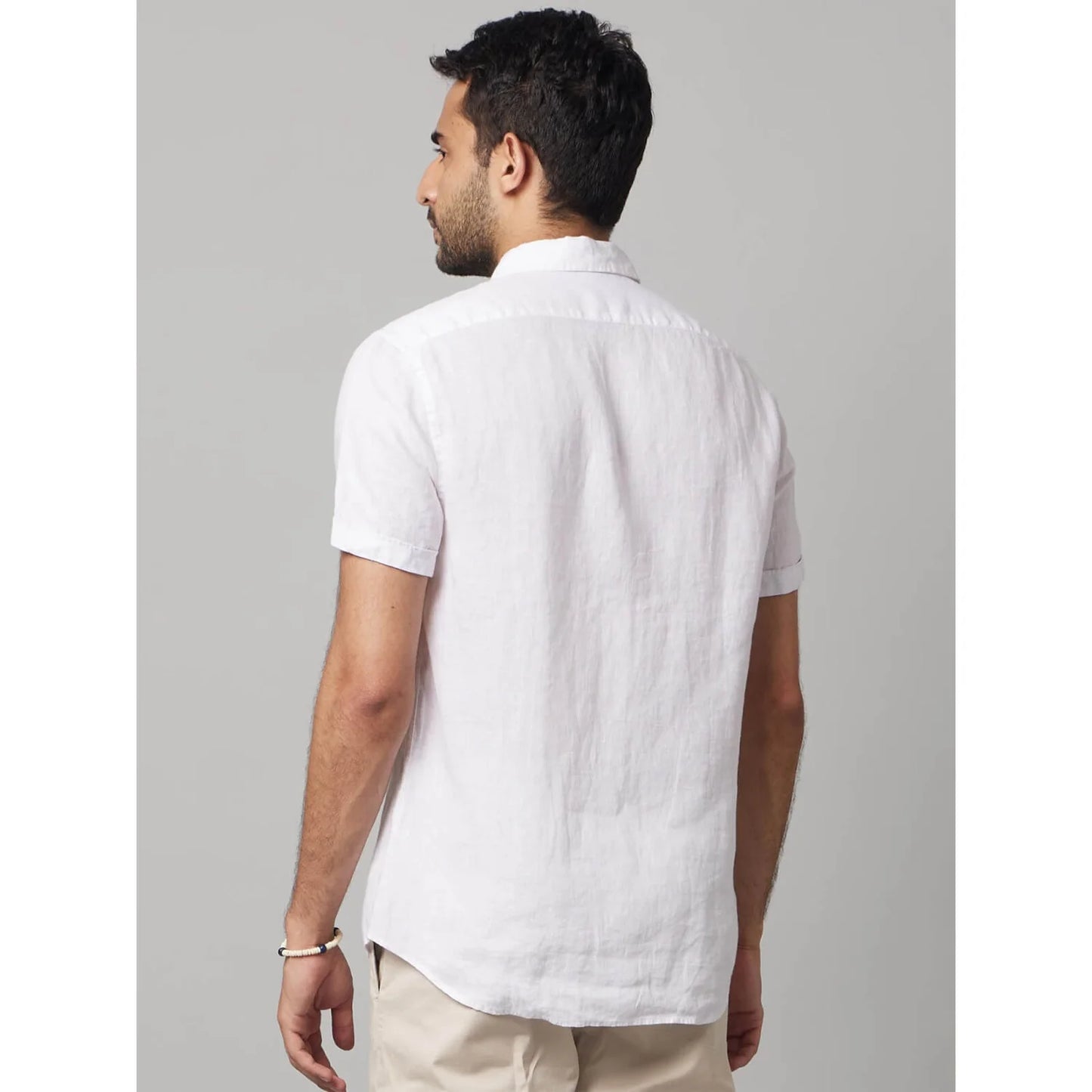 White Solid Linen Shirt