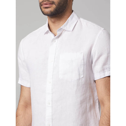 White Solid Linen Shirt