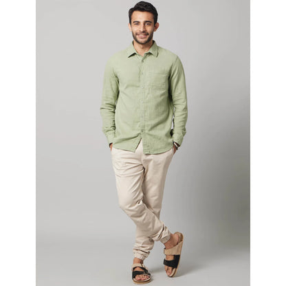 Green Solid Cotton Shirt