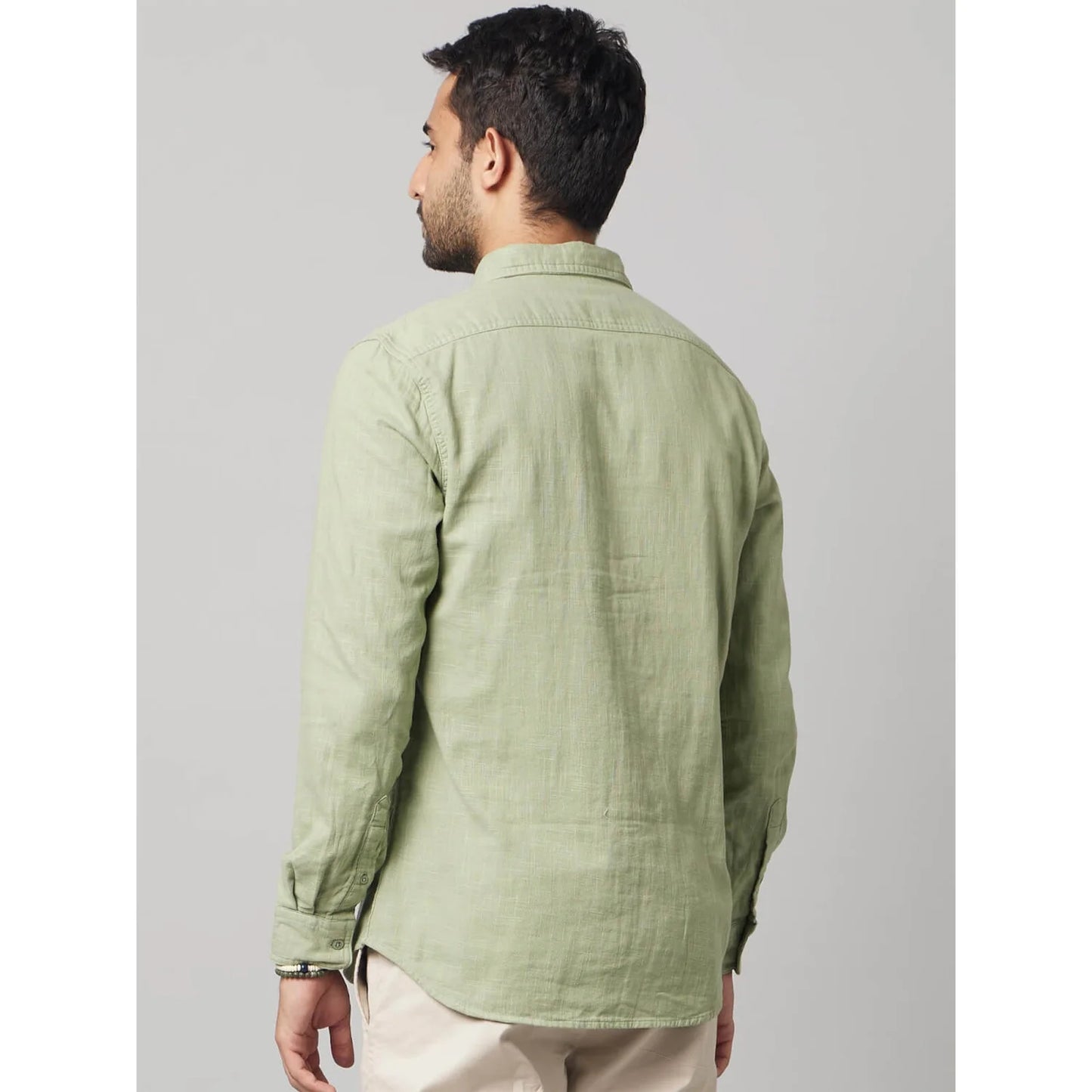 Green Solid Cotton Shirt