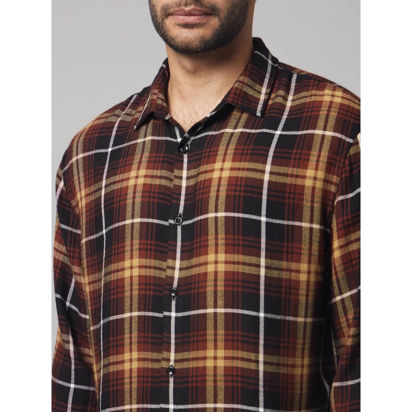 Brown Checks Viscose Shirt