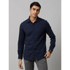Celio* Solid Regular Fit Cotton Navy Blue Shirt