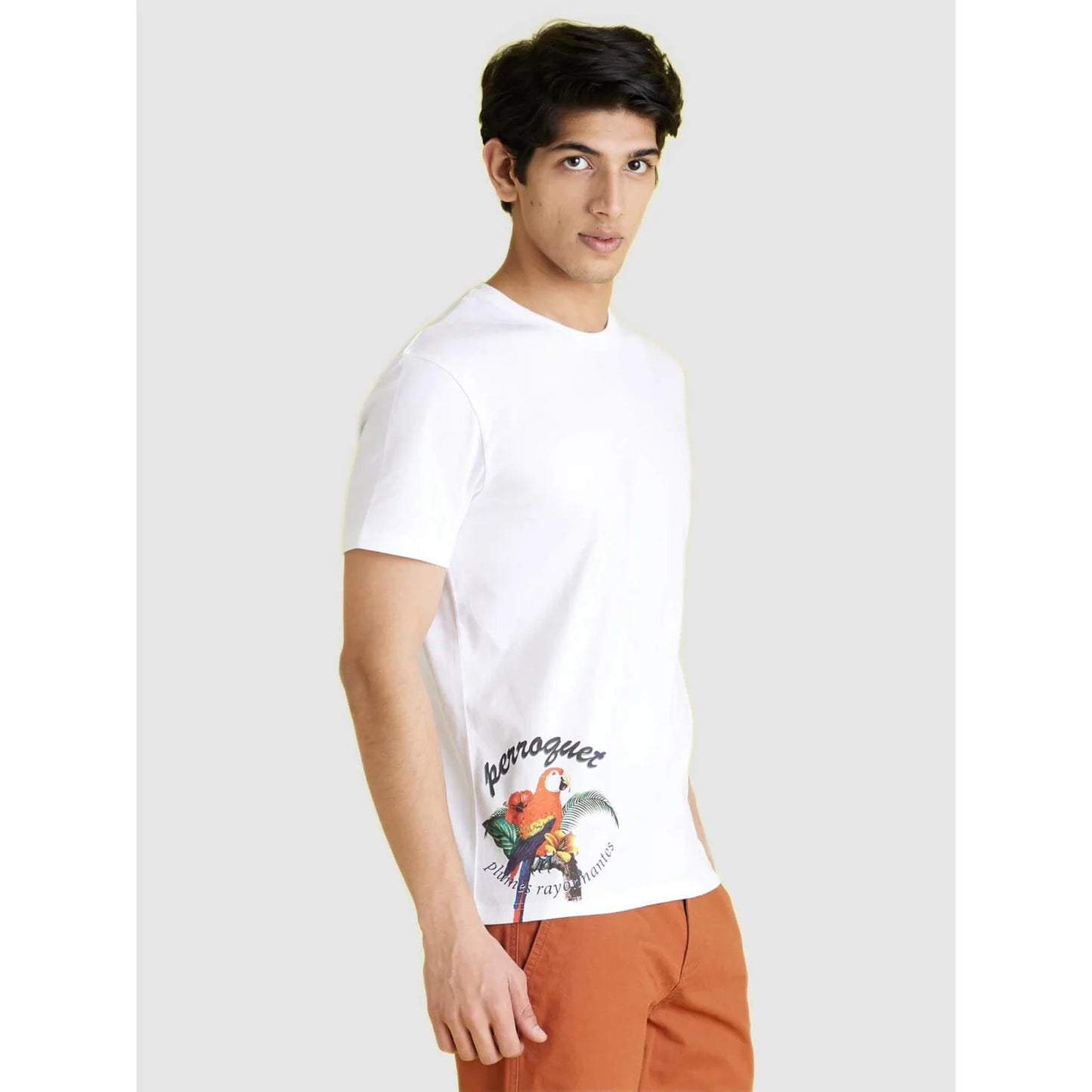 White Graphic Printed Cotton T-shirt