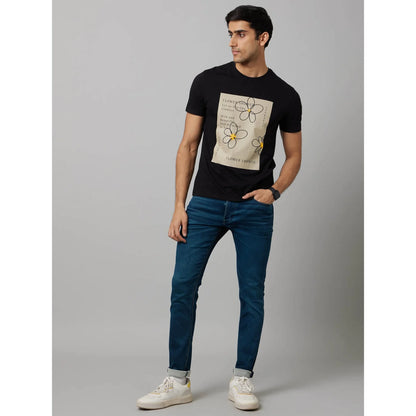 Celio* Graphics Regular Fit Cotton Black T-Shirt