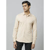 Celio* Solid Regular Fit Cotton Beige Shirt