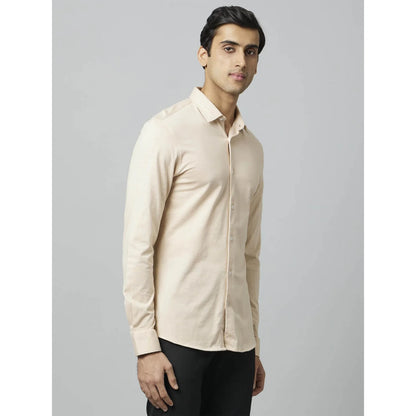 Beige Solid Cotton Shirt