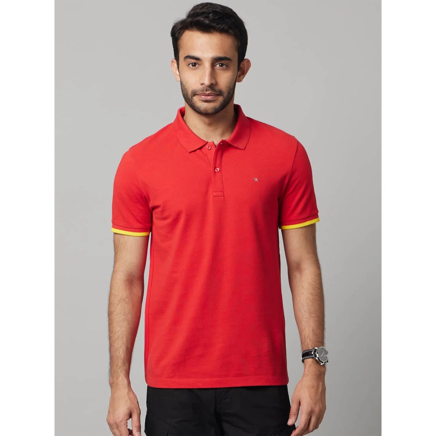 Celio* Solid Regular Fit Cotton Red T-Shirt
