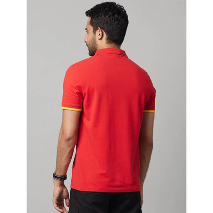 Red Solid Cotton Polo