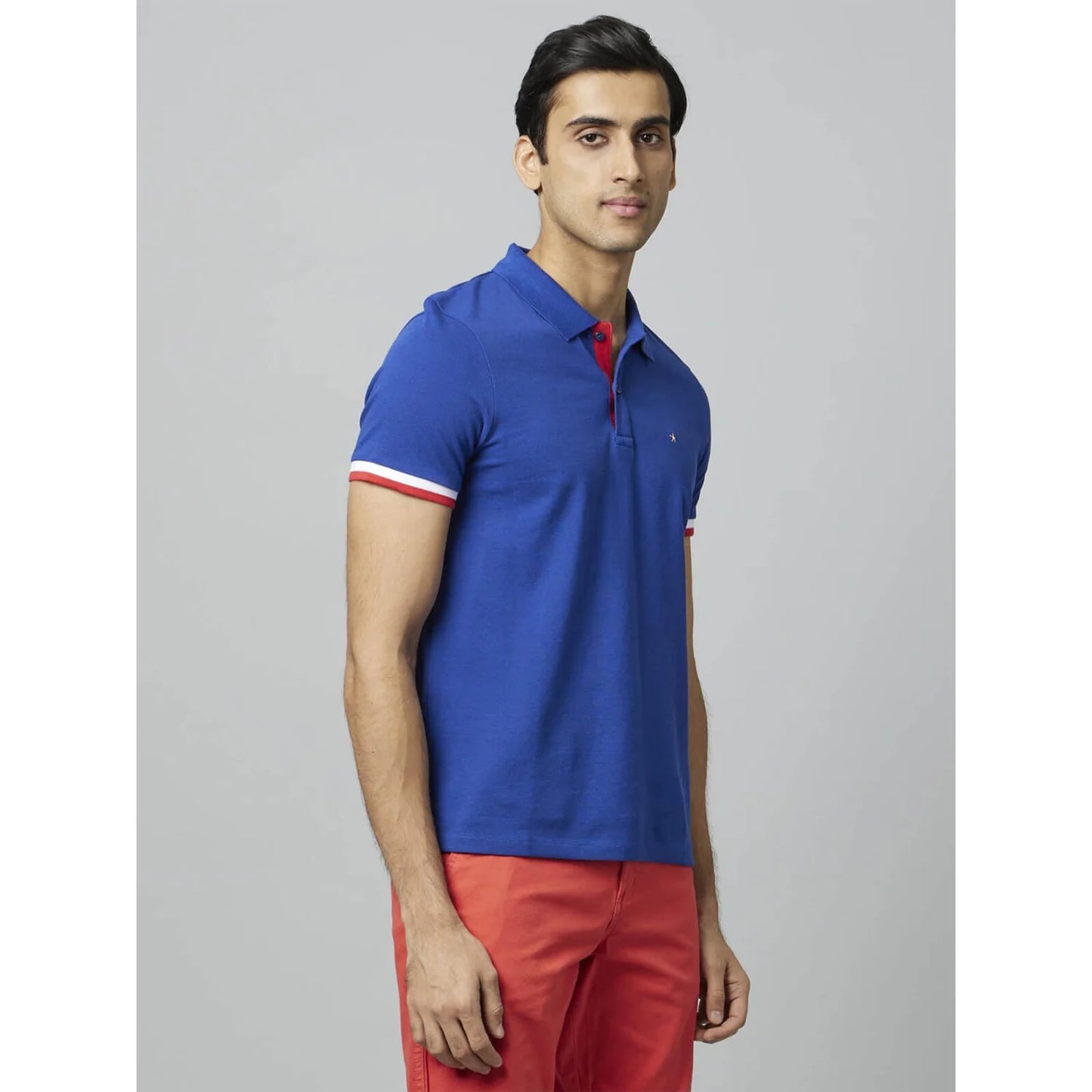 Navy Blue Solid Cotton Polo