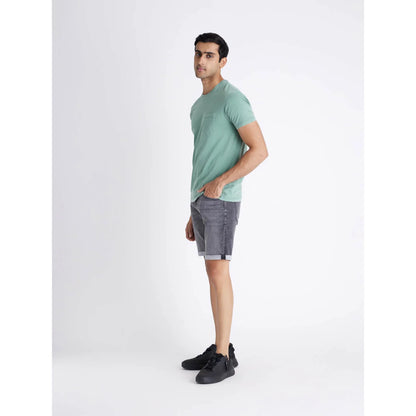 Green Solid Cotton T-shirt