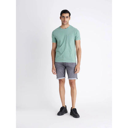 Green Solid Cotton T-shirt