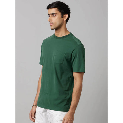 Green Solid Cotton T-shirt