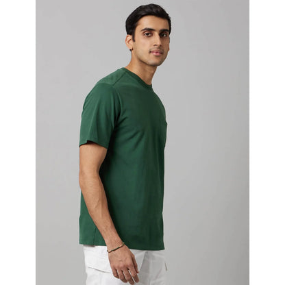 Green Solid Cotton T-shirt