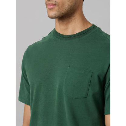 Green Solid Cotton T-shirt