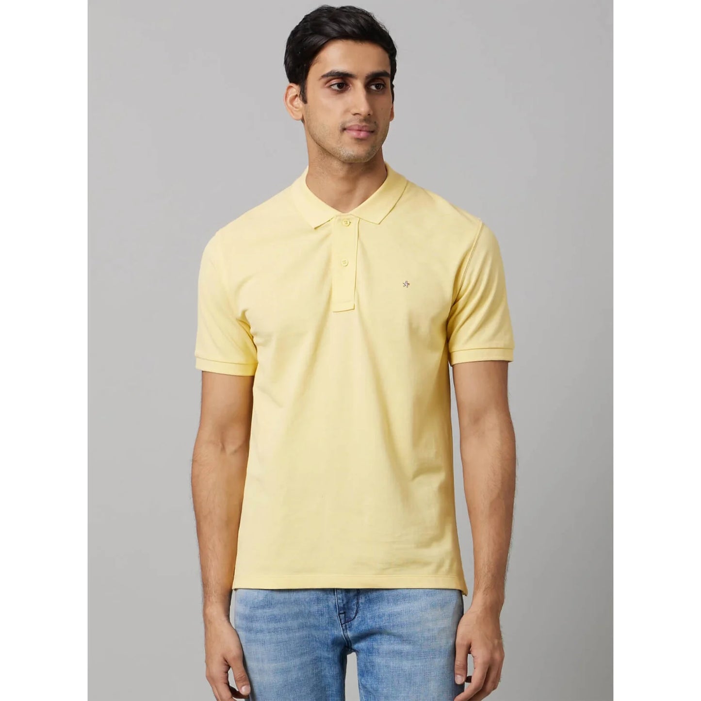 Yellow Solid Cotton Polo