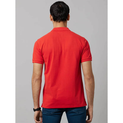 Red Solid Cotton Polo