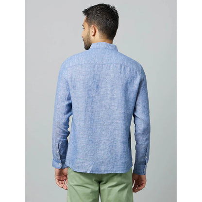 Blue Solid Linen Shirt