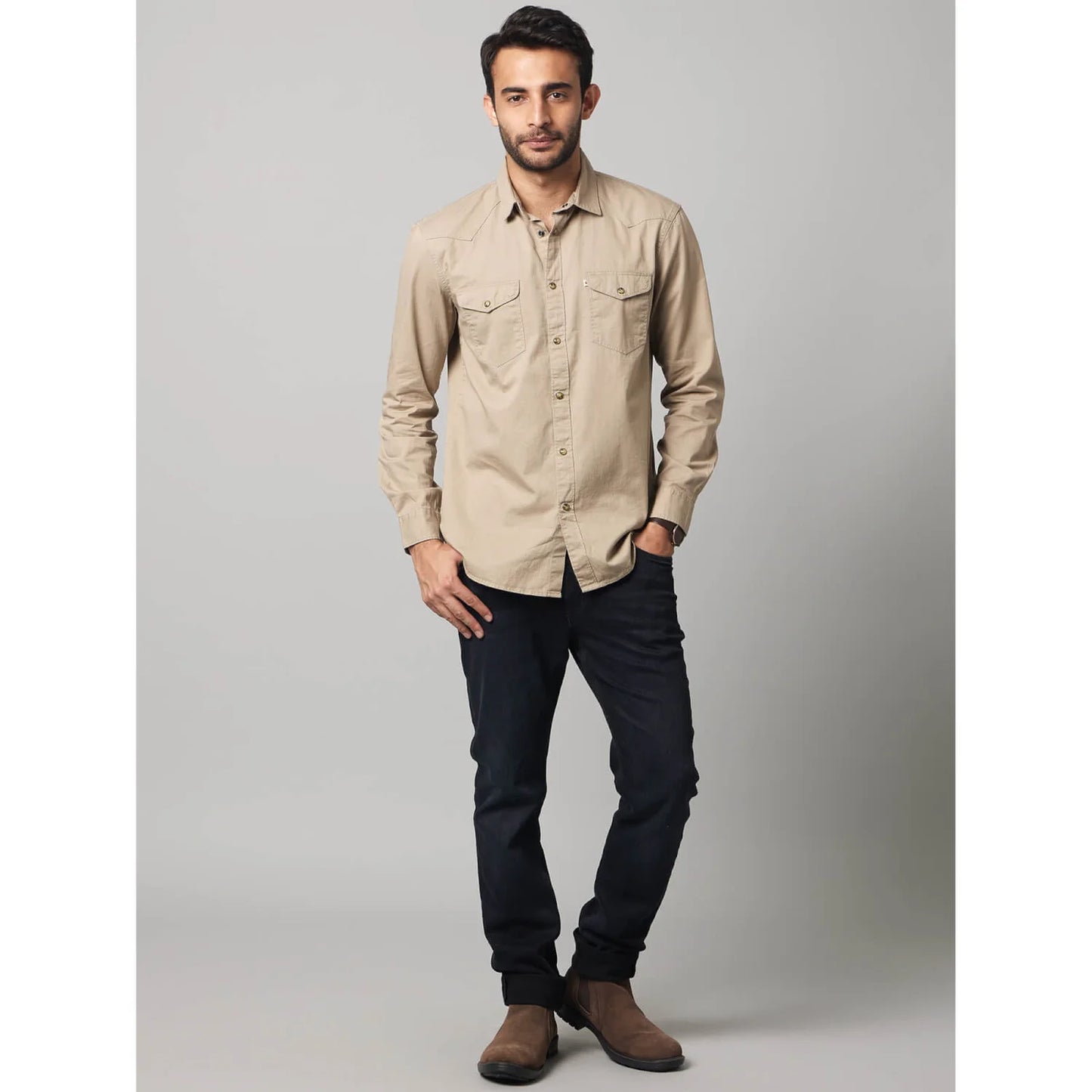 Green Solid Cotton Shirt