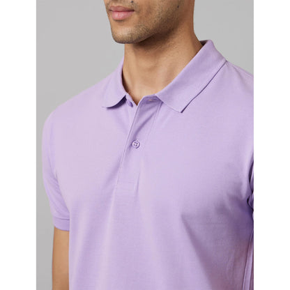 Purple Solid Cotton Polo