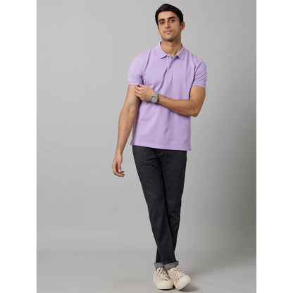 Purple Solid Cotton Polo