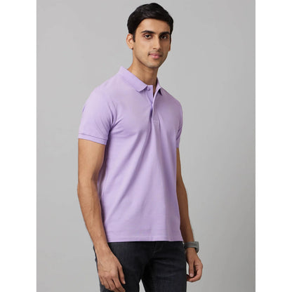 Purple Solid Cotton Polo