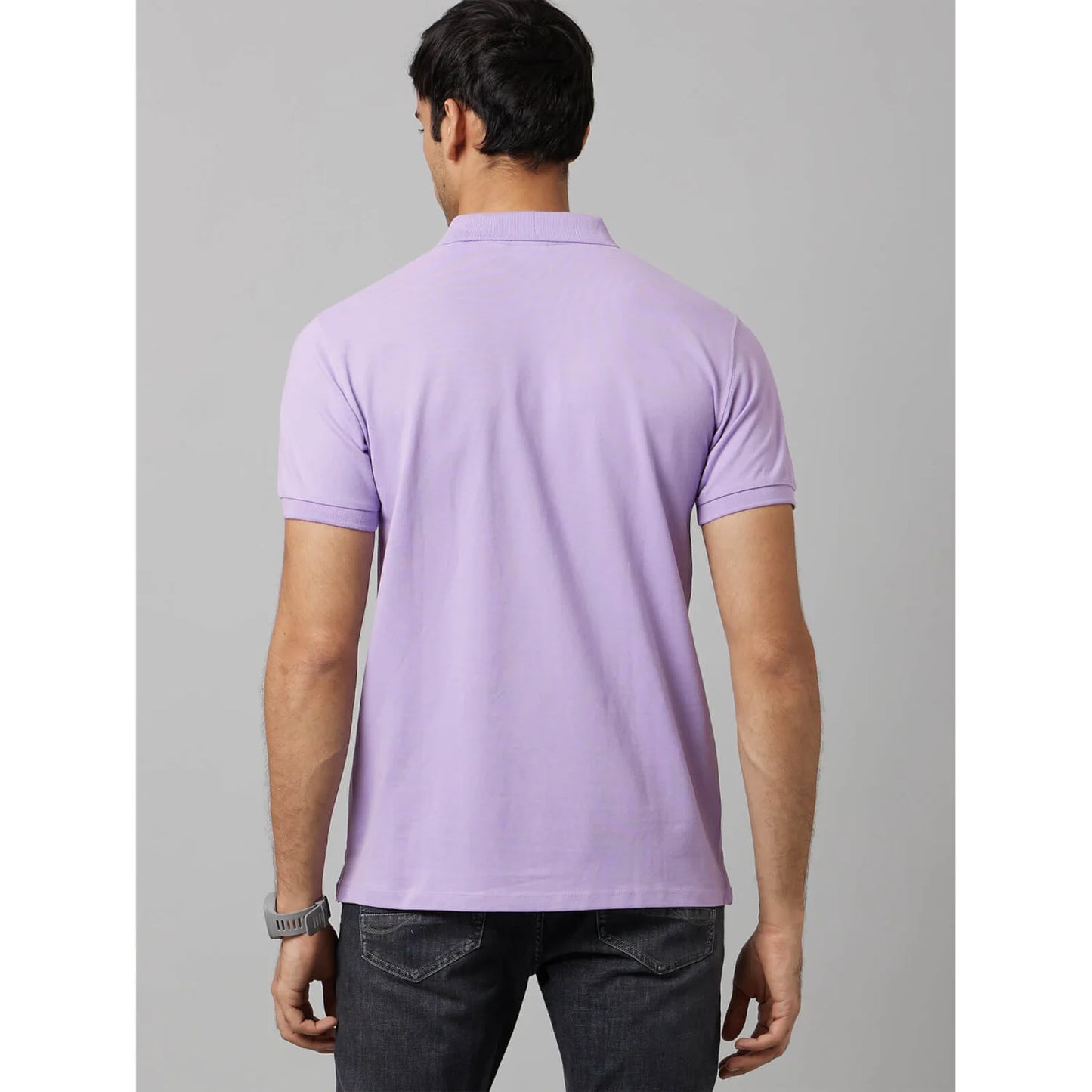 Purple Solid Cotton Polo