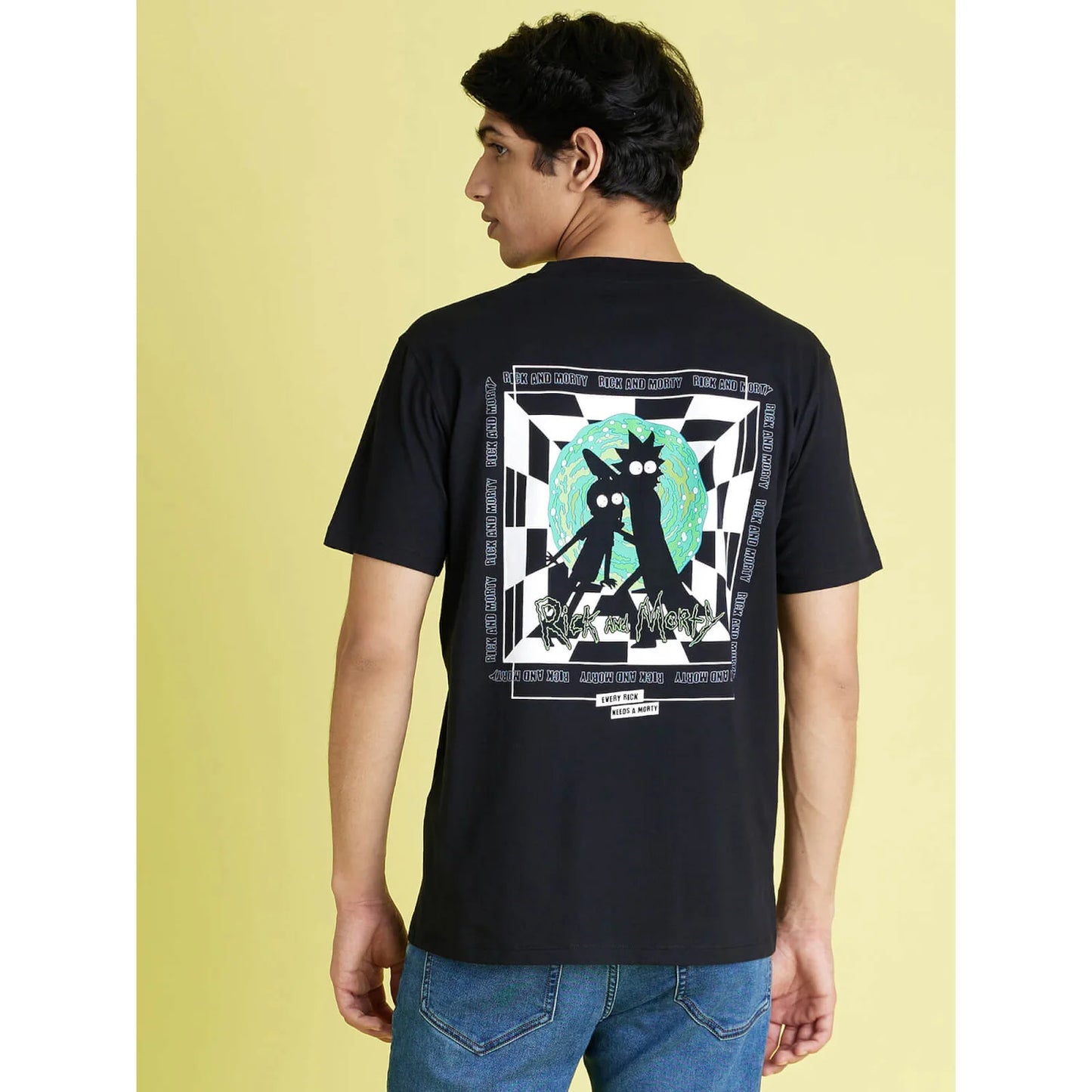 Rick & Morty - Black Graphic Printed Cotton T-shirt