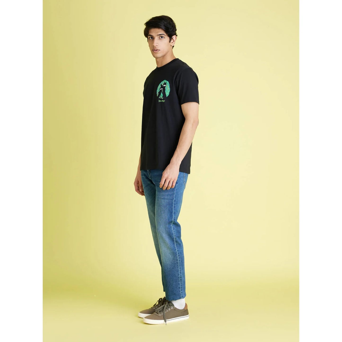 Rick & Morty - Black Graphic Printed Cotton T-shirt