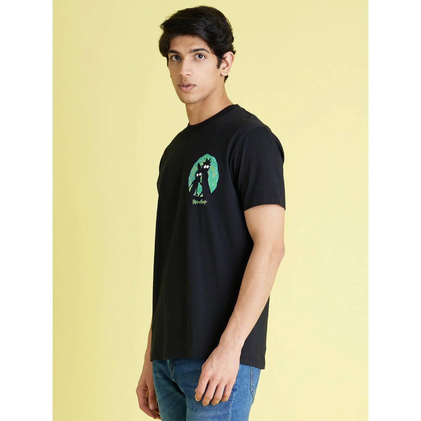 Rick & Morty - Black Graphic Printed Cotton T-shirt