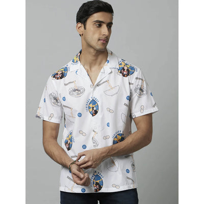 Celio* Naruto Regular Fit Cotton White Shirt