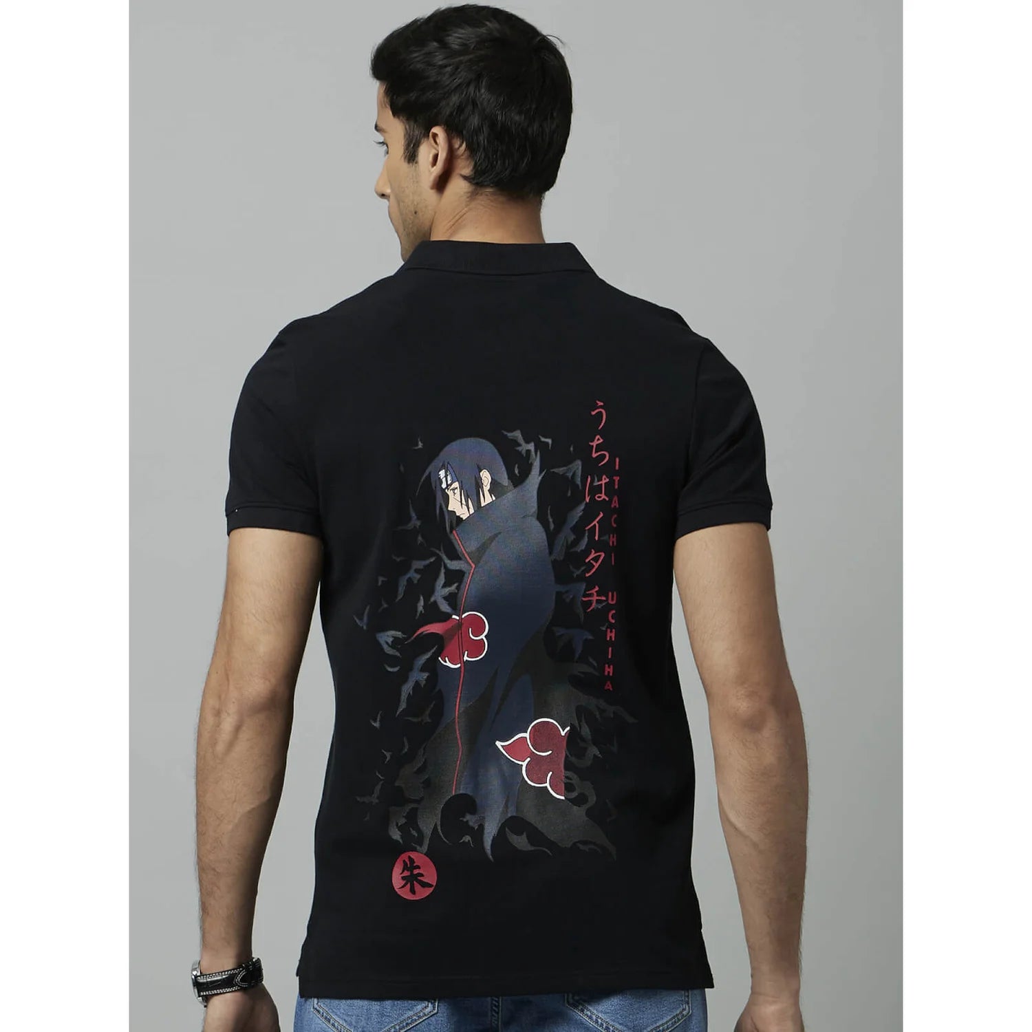 Naruto - Black Graphic Printed Cotton T-shirt