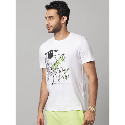 Shaun The Sheep - White Graphic Cotton T-shirt