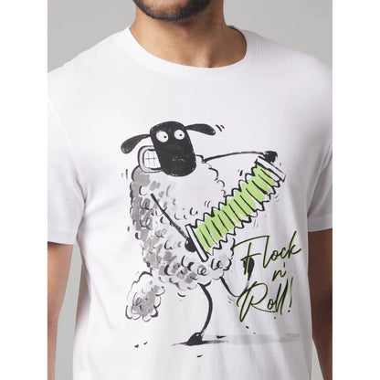 Shaun The Sheep - White Graphic Cotton T-shirt