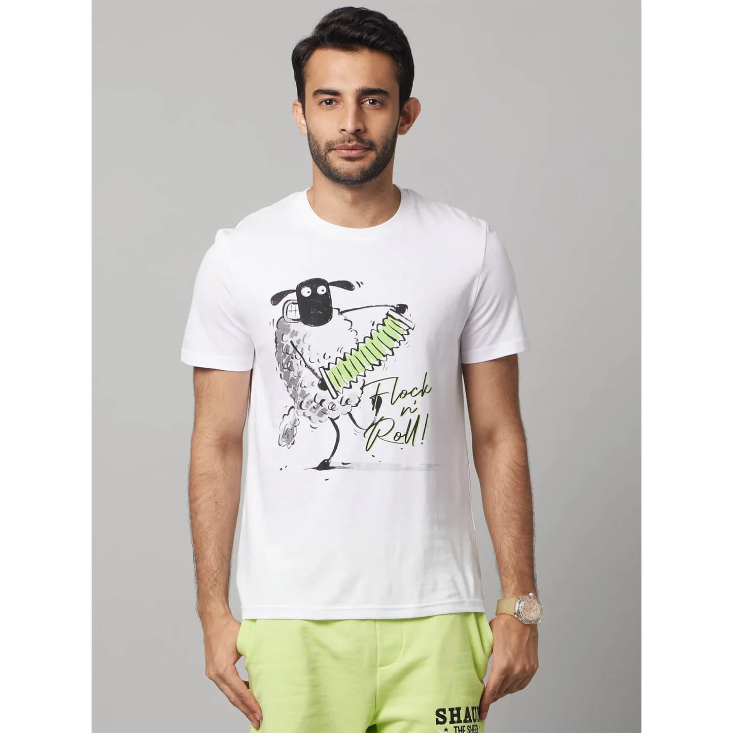 Shaun The Sheep White Printed Cotton T-Shirt