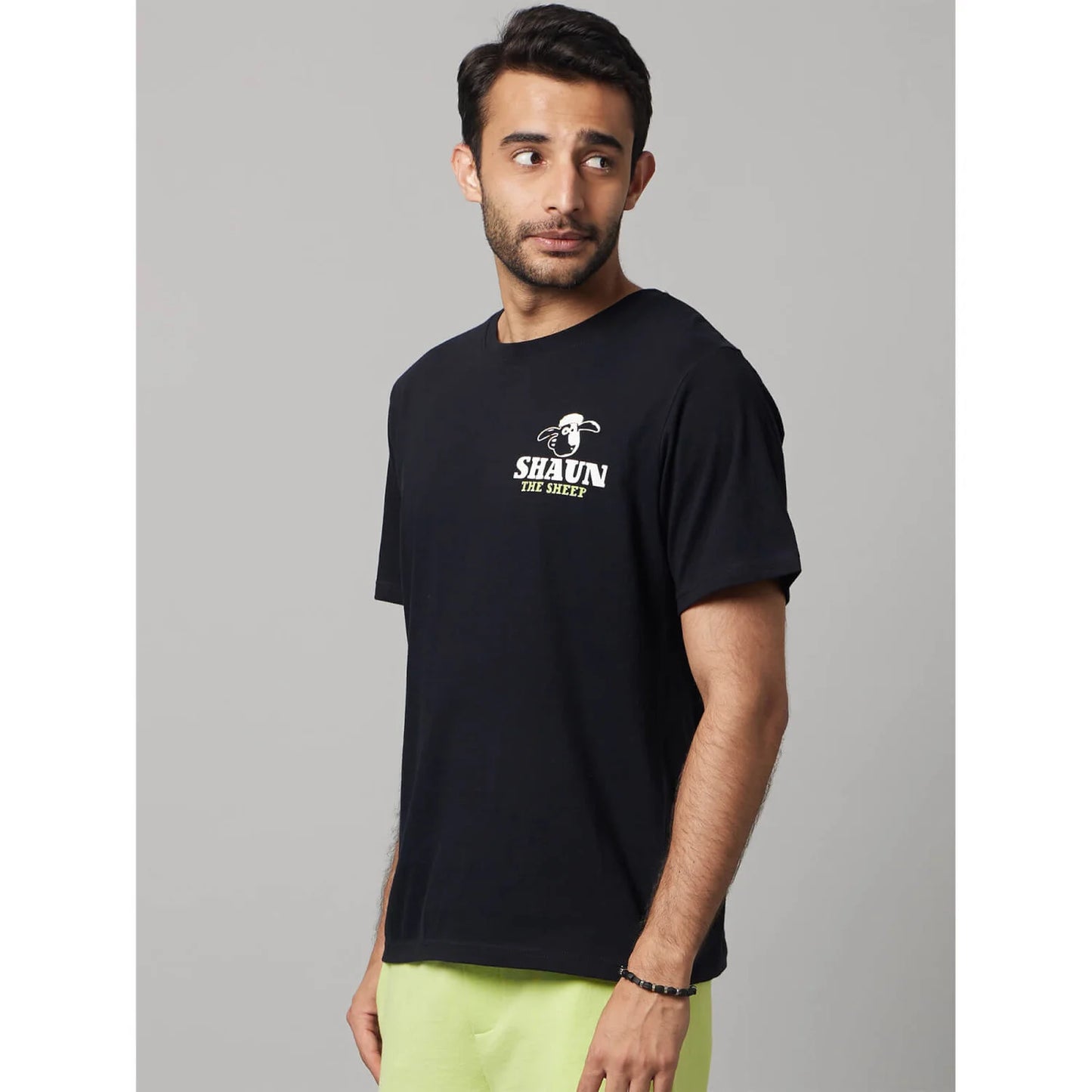 Shaun The Sheep - Black Graphic Print Cotton T-shirt