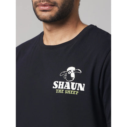 Shaun The Sheep - Black Graphic Print Cotton T-shirt