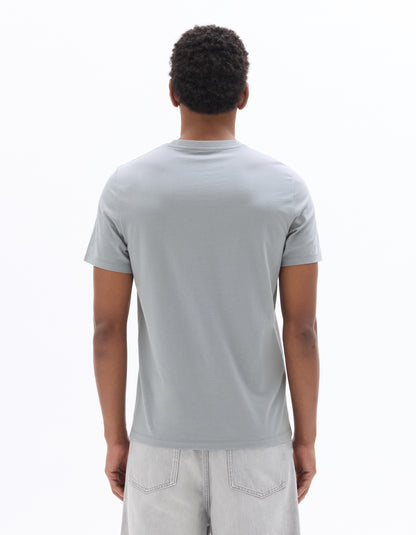 Celio Solid Straight Fit Cotton Grey Tshirts