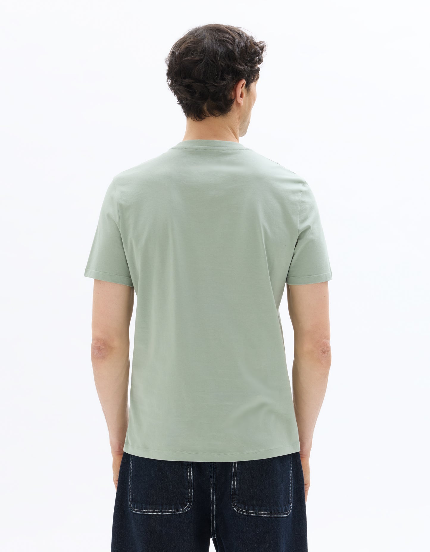 Celio Solid Straight Fit Cotton Green Tshirts
