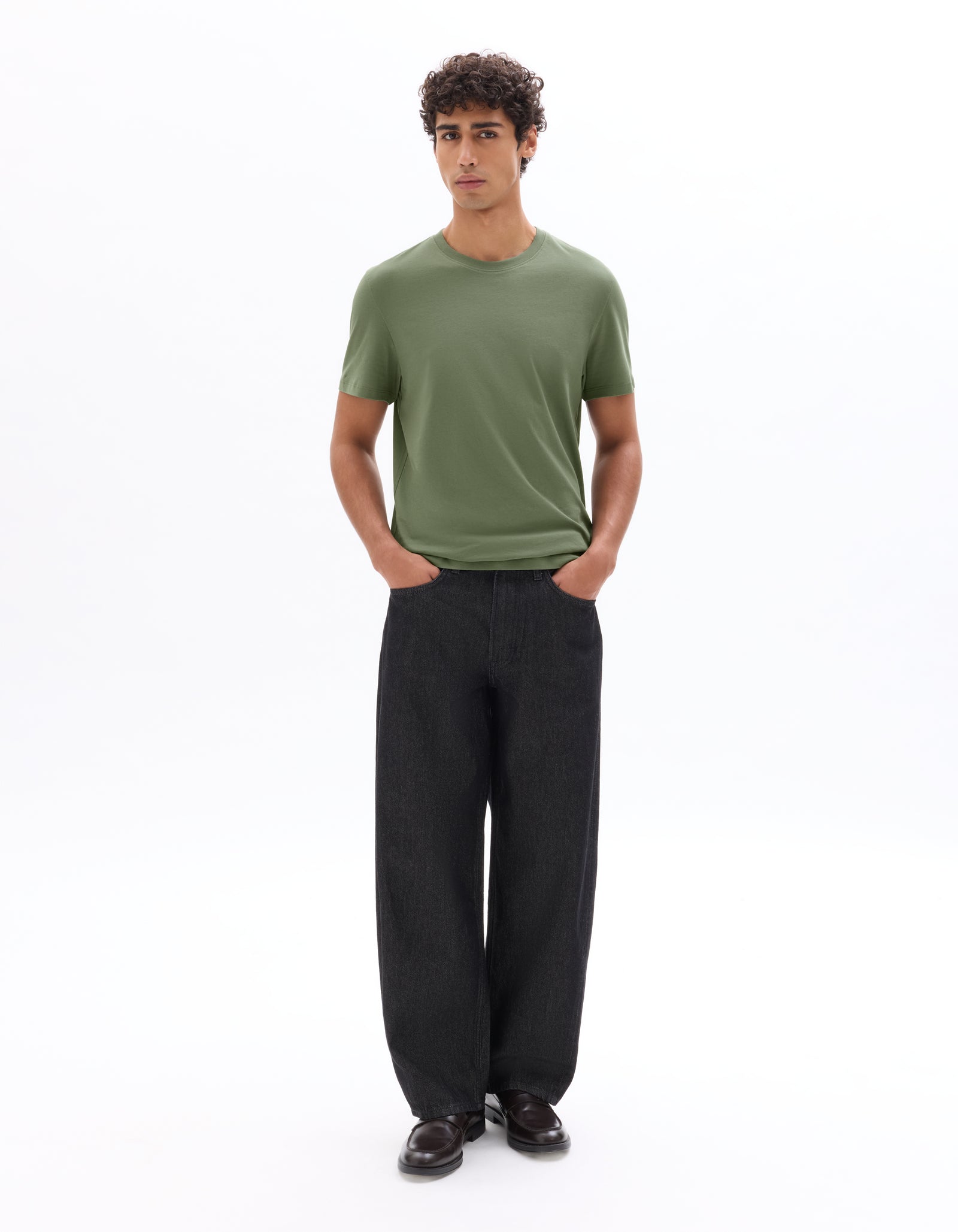 Celio* Men Solid Regular Fit Cotton-100% Cotton Round neck T-Shirt-Green