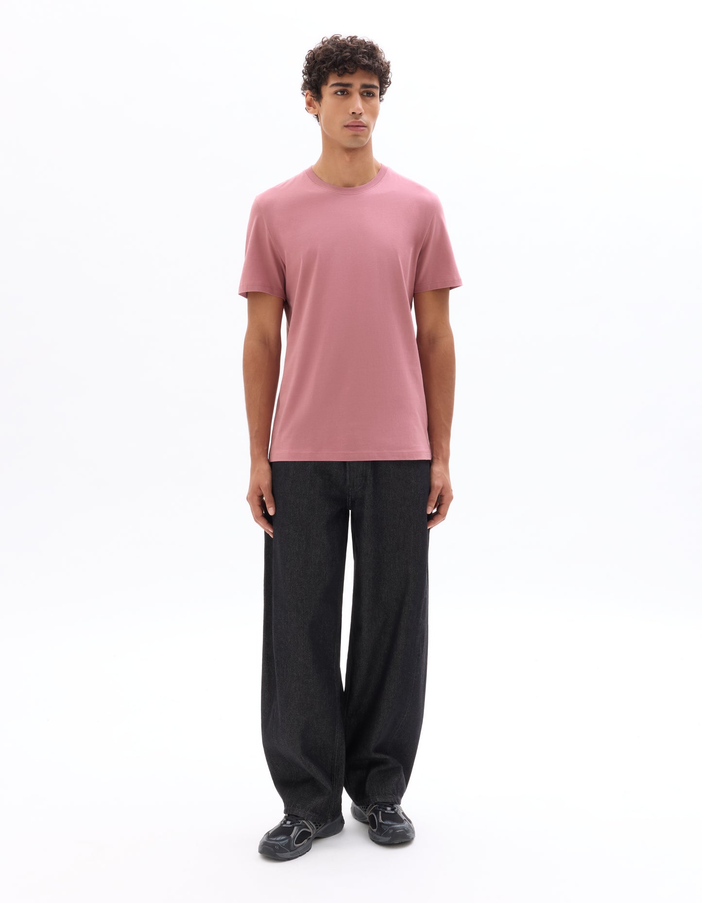 Celio Solid Straight Fit Cotton Pink Tshirts