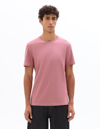 Celio Solid Straight Fit Cotton Pink Tshirts