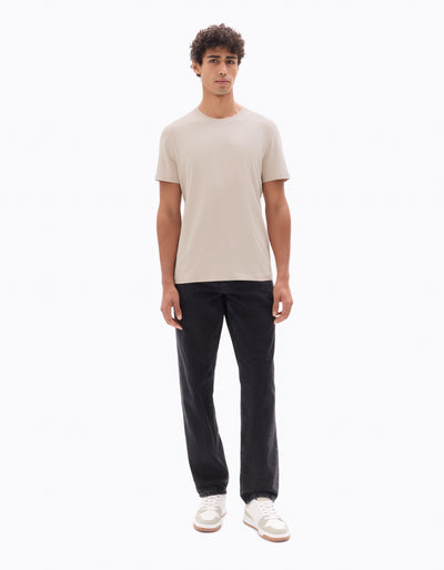 Celio Solid Straight Fit Cotton Beige Tshirts