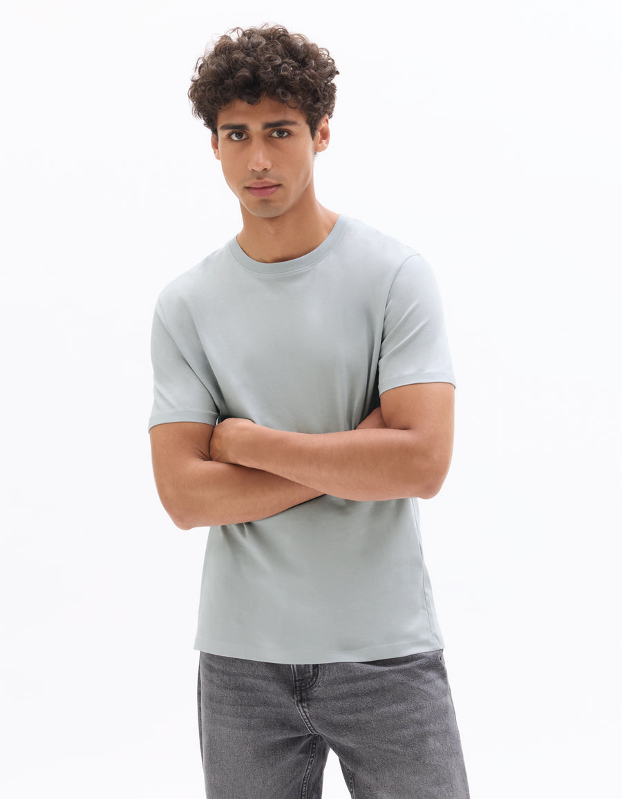Straight Fit 100% Cotton Solid Crew Neck T-Shirts