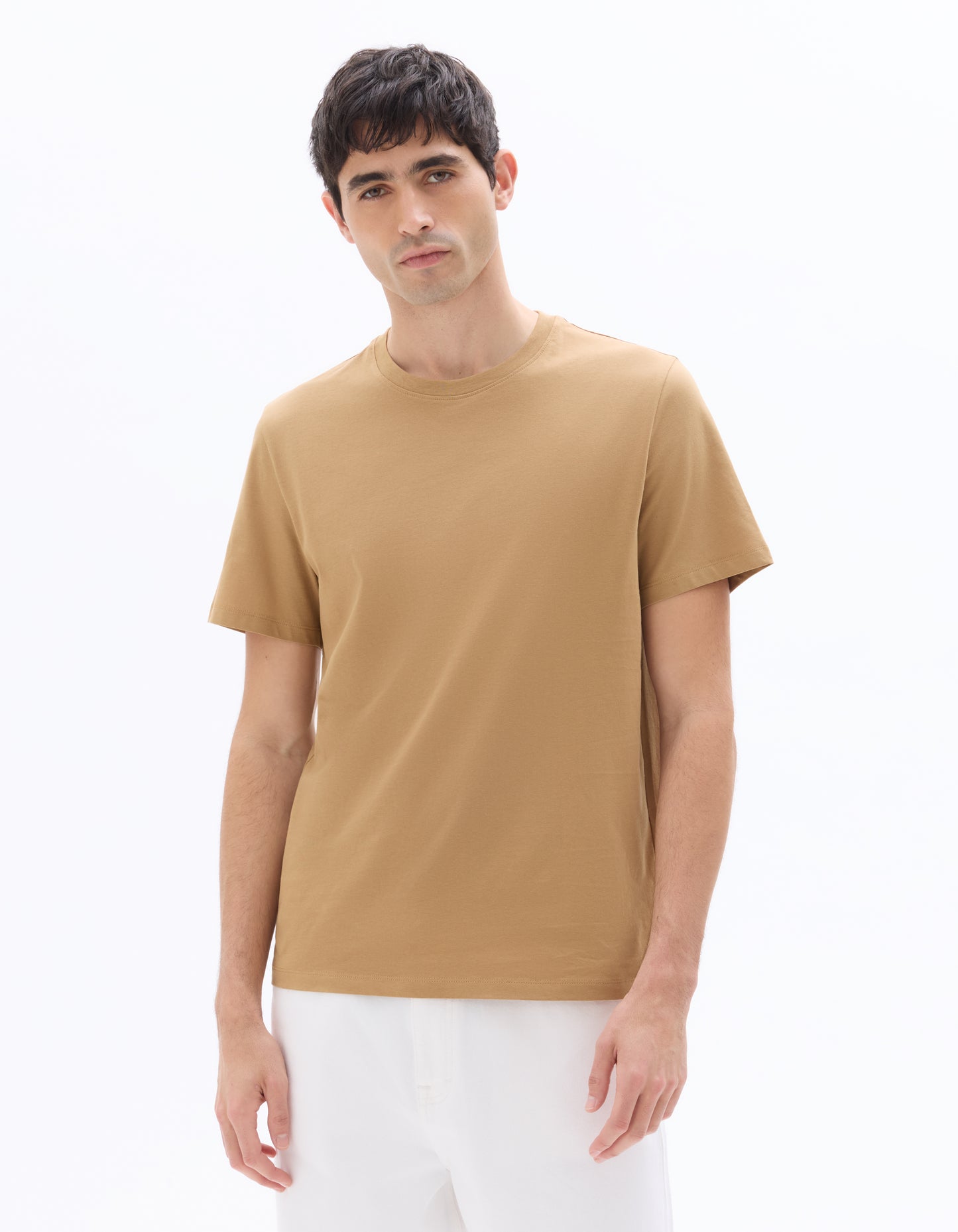 Straight Fit 100% Cotton Solid Crew Neck T-Shirts