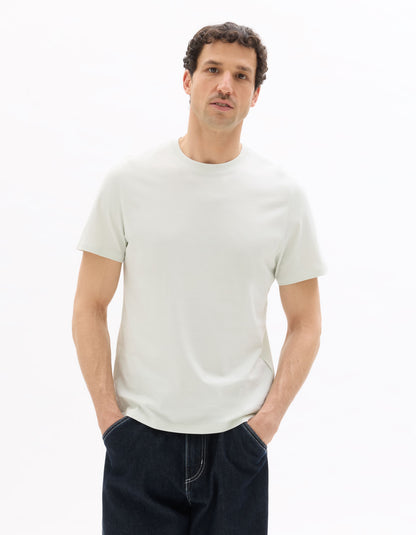 Celio Solid Straight Fit Cotton Green Tshirts