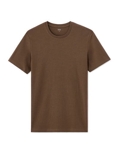 Celio Solid Straight Fit Cotton Brown Tshirts